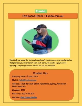 Fast Loans Online  Fundo.com.au