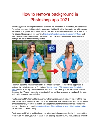 How to remove background in Photoshop app 2021