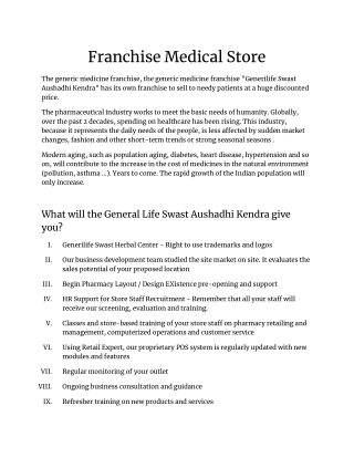 Franchise Medical Store at Nashik