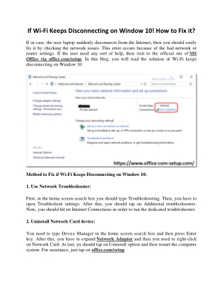 If Wi Fi keeps Disconnecting on Window 10 How to Fix it