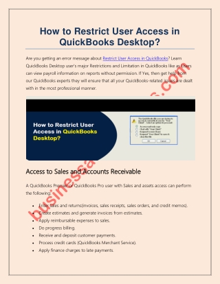 How to Setting Up Restrict User Access in QuickBooks?