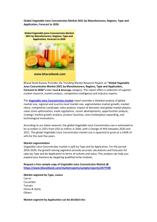 Global Vegetable Juice Concentrates Market