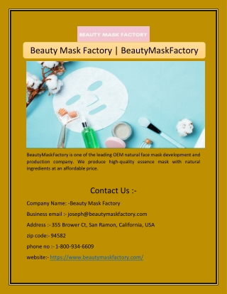 Beauty Mask Factory | BeautyMaskFactory