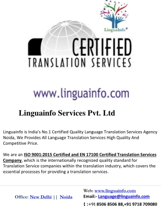 India's No.1 Certified Language Translation Company In India|Linguainfo