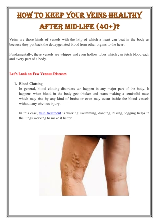 How To Keep Your Veins Healthy After Mid-life (40 )