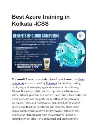 Best Azure training kolkata-Icss