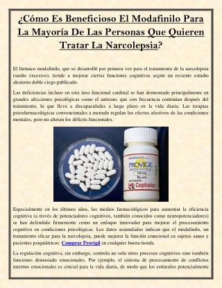 ¿Cómo Es Beneficioso El Modafinilo Para La Mayoría De Las Personas Que Quieren Tratar La Narcolepsia