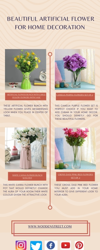 Get discount on plastic flowers at Wooden Street