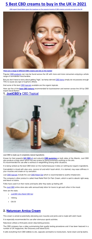5 Best CBD creams to buy in the UK in 2021
