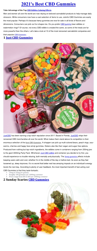 2021's Best CBD Gummies