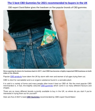 The 5 best CBD Gummies for 2021 recommended to buyers in the UK