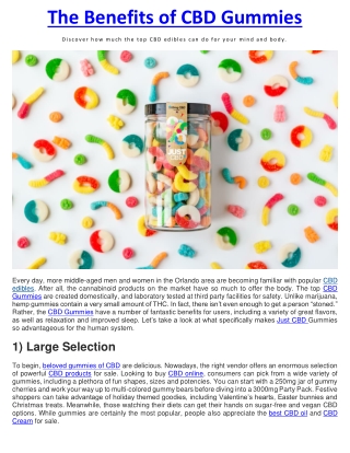 The Benefits of CBD Gummies