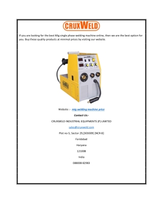 Mig Welding Machine Price Cruxweld