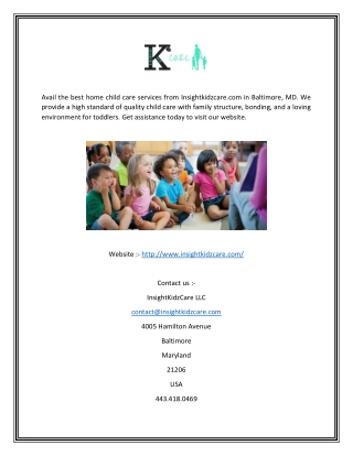 Home Child Care Service In Baltimore  Insightkidzcare.com