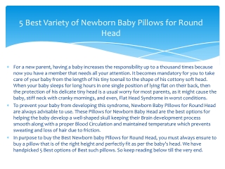 5 Best Variety of Newborn Baby Pillows for Round Head