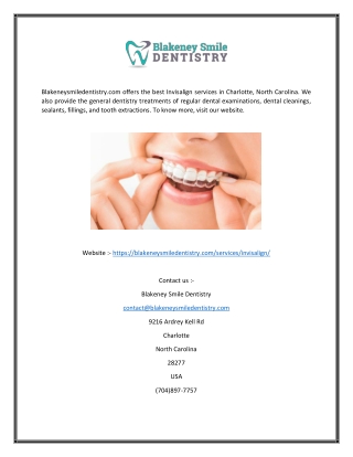 Invisalign Service In Charlotte NC  Blakeneysmiledentistry.com