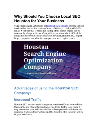 Why Should You Choose Local SEO Houston for Your Business