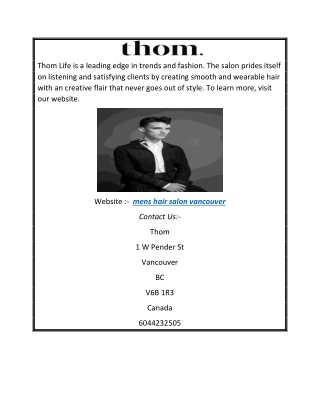 Men’s Hair Salon Vancouver  Thomlife