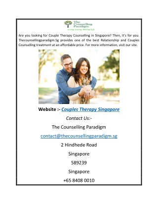 Couples Therapy Singapore  The Counselling Paradigm