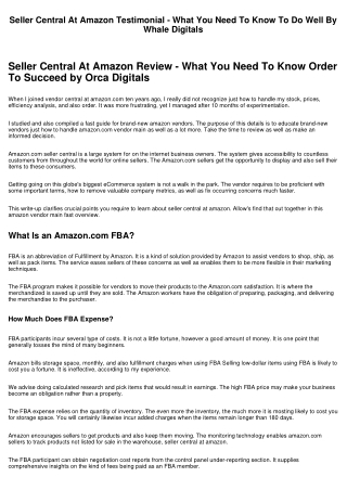 Vendor Central At Amazon Testimonial - What You Required To Know To Prosper By Whale Digitals