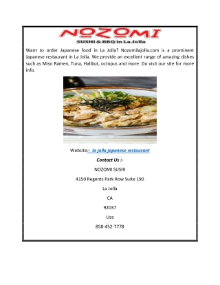 La Jolla Japanese Restaurant  Nozomilajolla