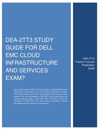 DEA-2TT3 Study Guide for Dell EMC Cloud Infrastructure and Services Exam?