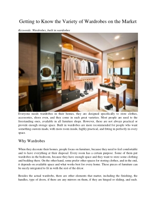 Getting to Know the Variety of Wardrobes on the Market
