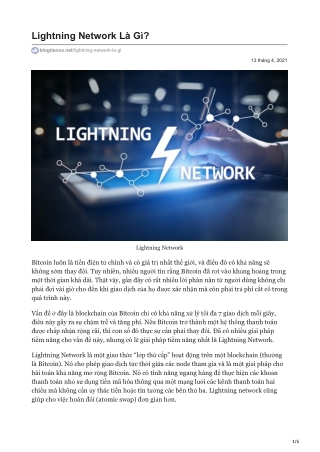 Lightning Network Là Gì?