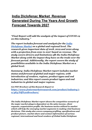 India Diclofenac Market  Latest Research On Industry Growth, Trends, Top Players