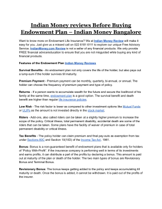 Indian Money reviews Before Buying Endowment Plan – Indian Money (1)