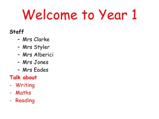 Welcome to Year 1