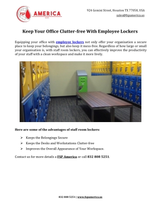 Keep Your Office Clutter-free With Employee Lockers