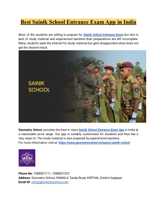 Best Sainik School Entrance Exam App in India