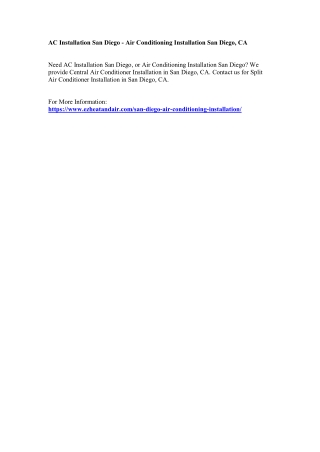 Air Conditioning Installation San Diego, CA | Air Conditioning Installation Serv