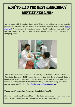How to find the Best Emergency Dentist Near Me
