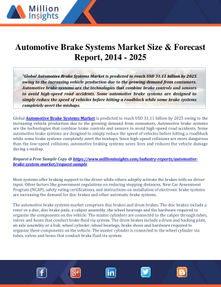 Automotive Brake Systems Market Size & Forecast Report, 2014 - 2025