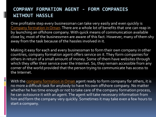 Company Formation Agent - Form Companies Without Hassle