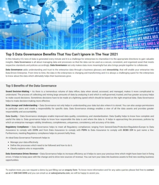 Top 5 Data Governance Benefits That You Can’t Ignore in The Year 2021
