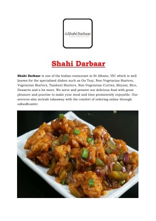 5% off - Shahi Darbaar Indian Restaurant St Albans, VIC