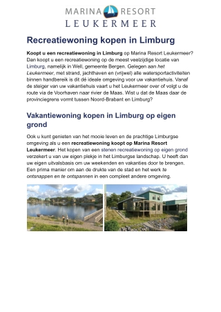 Vakantiewoning kopen in Limburg