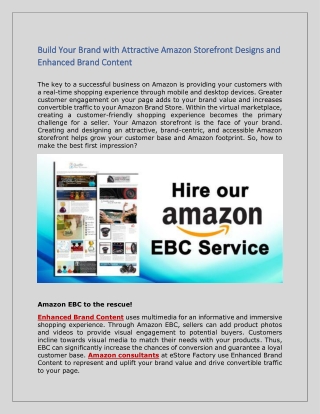 Build Your Brand with Attractive Amazon Storefront Designs and Enhanced Brand Content