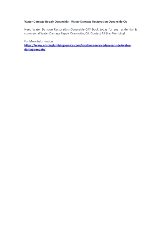 Water Damage Repair Oceanside - Water Damage Restoration Oceanside CA