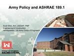 Army Policy and ASHRAE 189.1