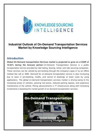 Industrial Outlook of On-Demand Transportation Services Market