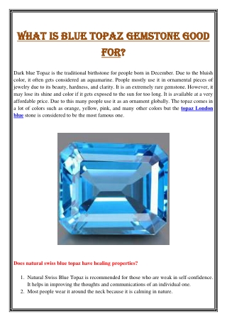 What is blue topaz gemstone good for