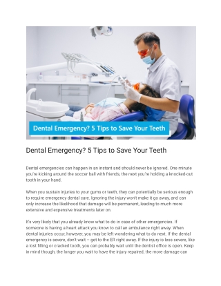 Dental Emergency? 5 Tips to Save Your Teeth