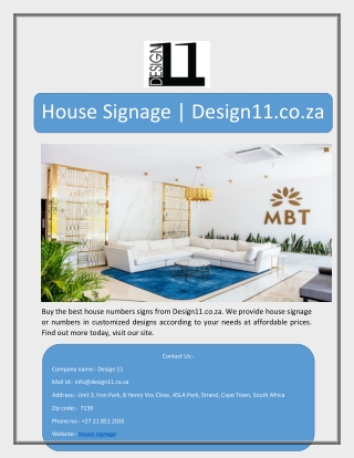 House Signage | Design11.co.za