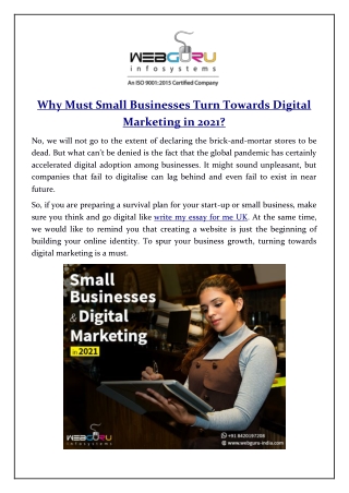 Why Must Small Businesses Turn Towards Digital Marketing in 2021?