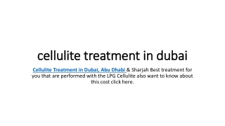 cellulite treatment in dubai