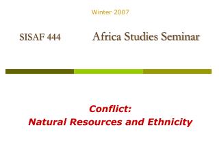SISAF 444 Africa Studies Seminar